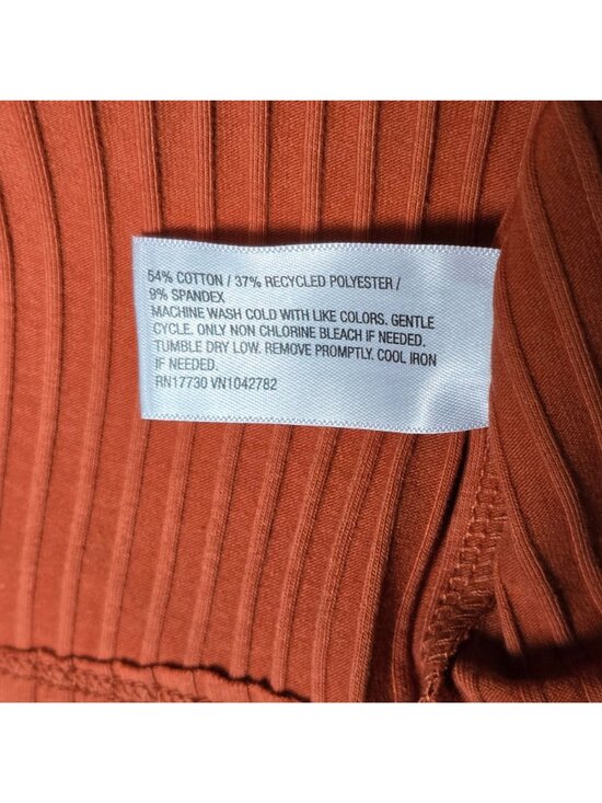 NEW Wild Fable Small Ribbed Rust Orange Midi Bodycon Dress Sleeveless Stretch - Picture 3 of 4